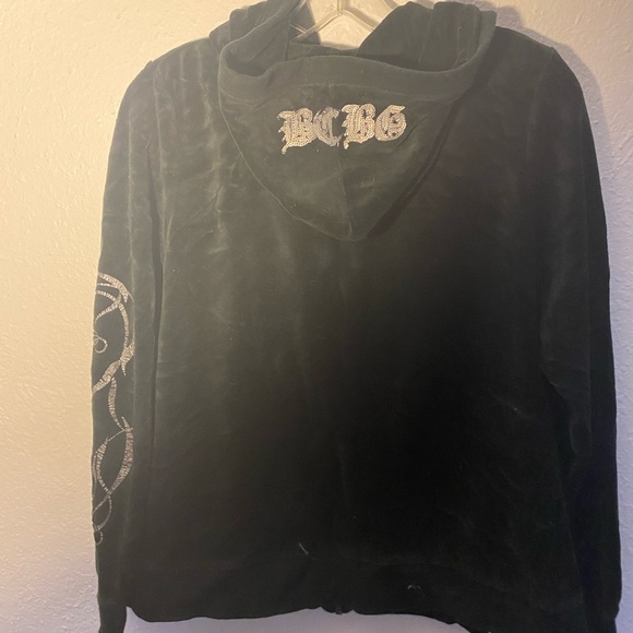 BCBG velour front zip hoodie. Size‎ Lg. - Picture 2 of 3